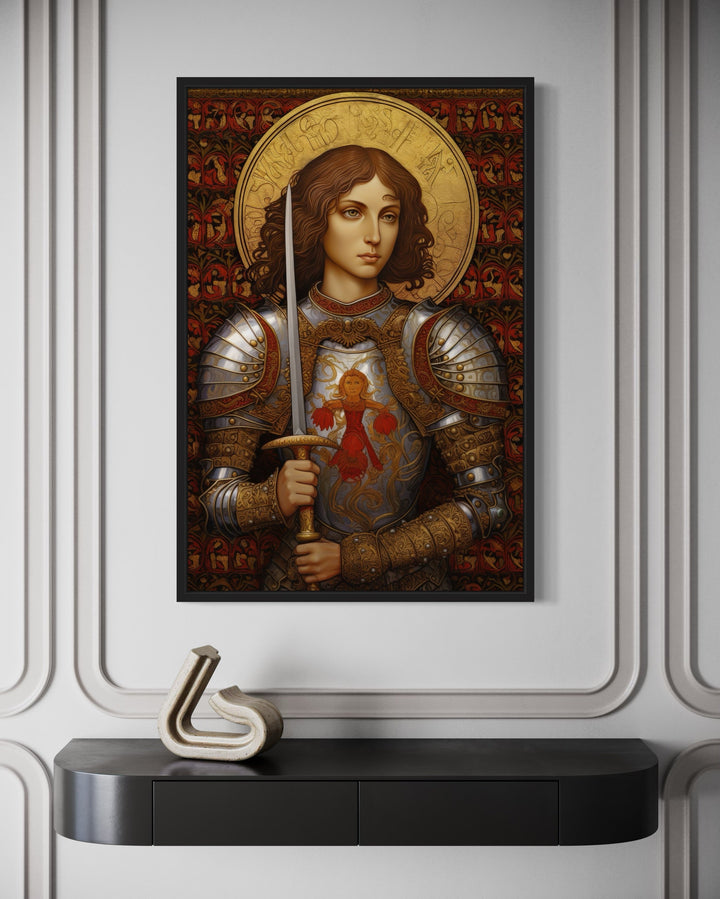 St. Joan Of Arc Framed Canvas Wall Art close up