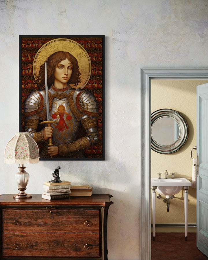 St. Joan Of Arc Framed Canvas Wall Art in the library