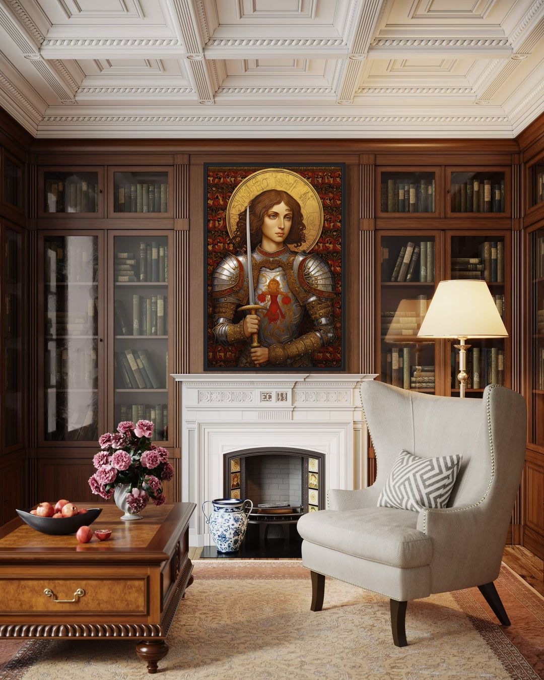 St. Joan Of Arc Framed Canvas Wall Art in the library