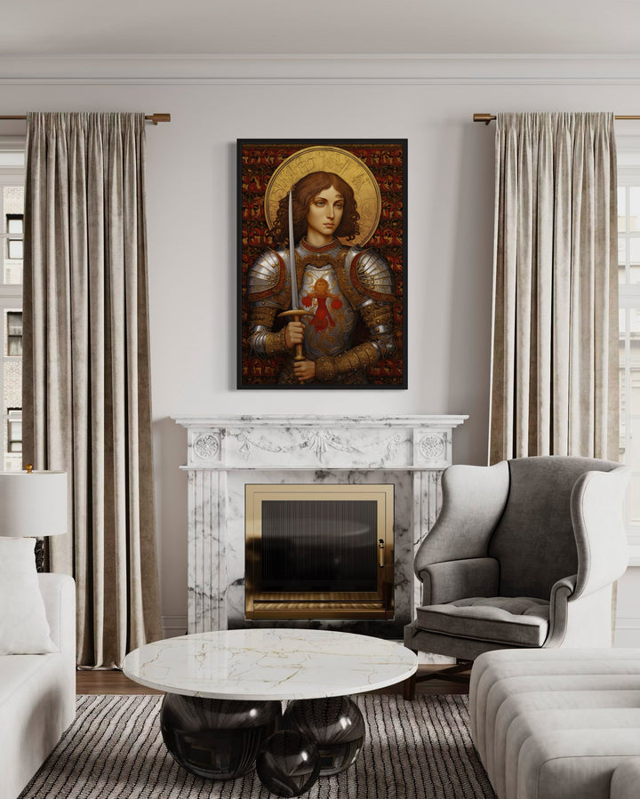 Library Wall Decor - St. Joan Of Arc Framed Canvas Wall Art