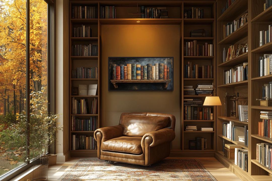 Stack of Vintage Books Wall Art For Library