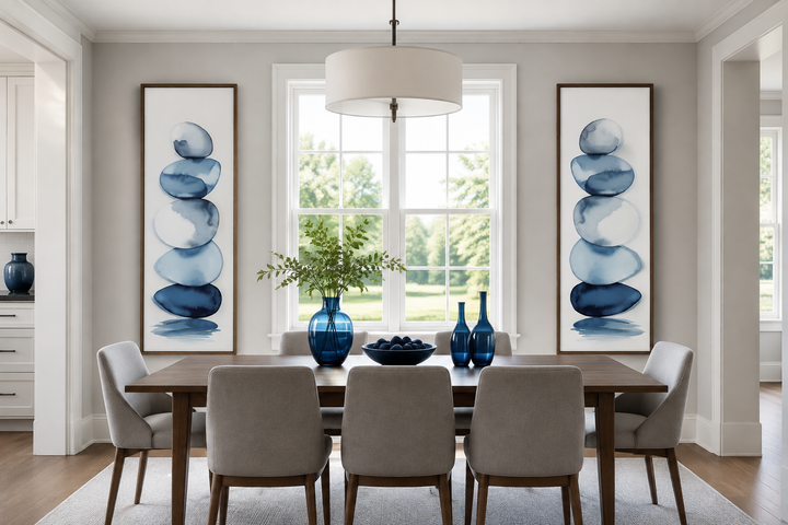 Gestapelte Zen-Steine Blau Aquarell 2er-Set Leinwandbilder