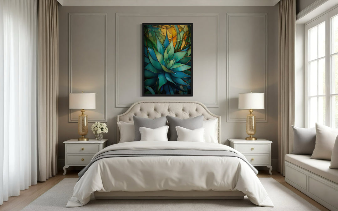Stained Glass Style Agave Plant In The Desert Wall Art