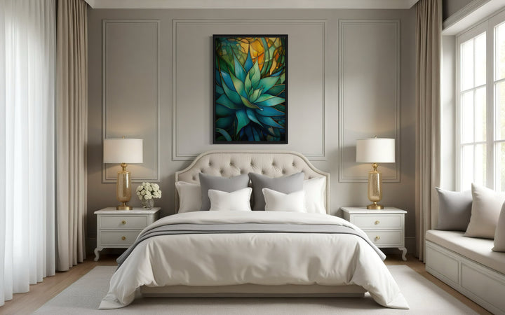 Stained Glass Style Agave Plant In The Desert Wall Art