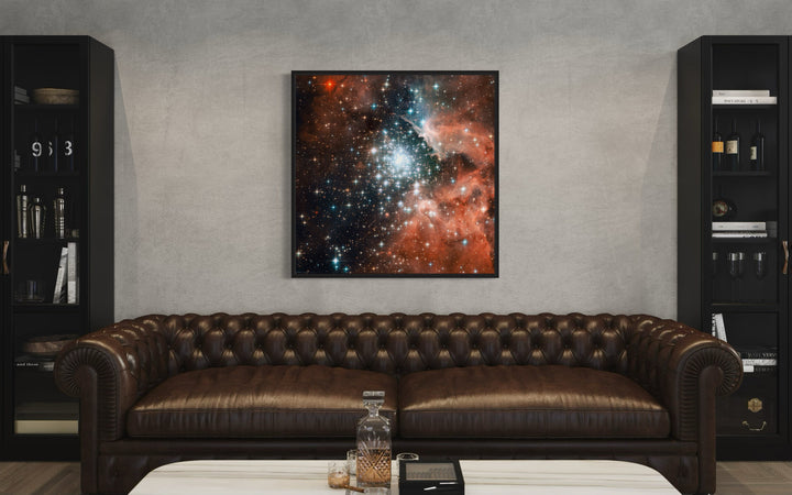 Star Cluster Bursts into Life Hubble Telescope Photograph Framed Canvas Wall Art