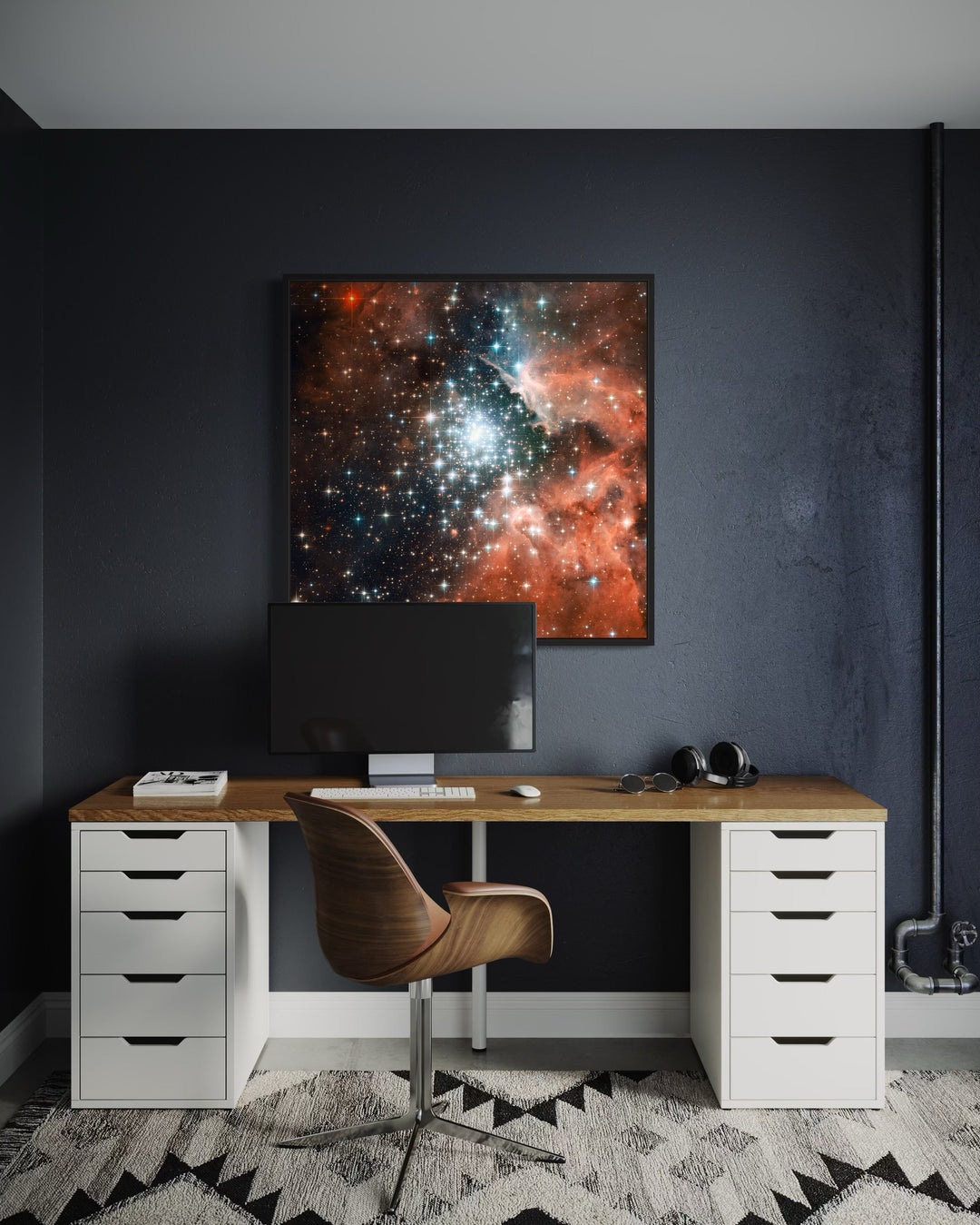 Star Cluster Bursts into Life Hubble Telescope Photograph Framed Canvas Wall Art