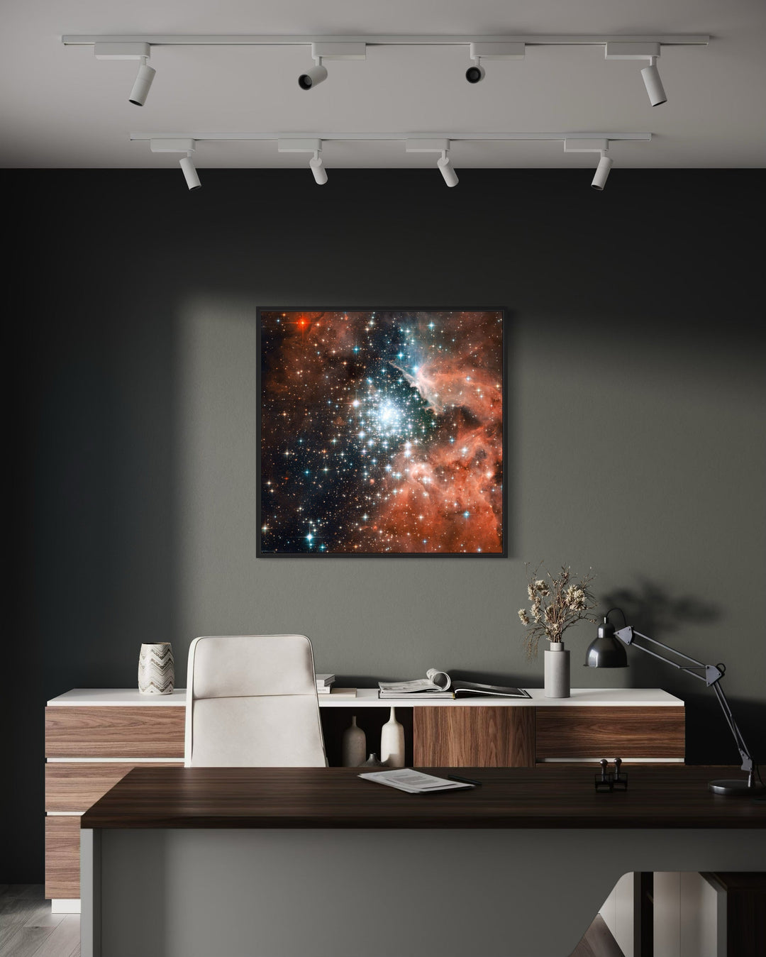 Star Cluster Bursts into Life Hubble Telescope Photograph Framed Canvas Wall Art