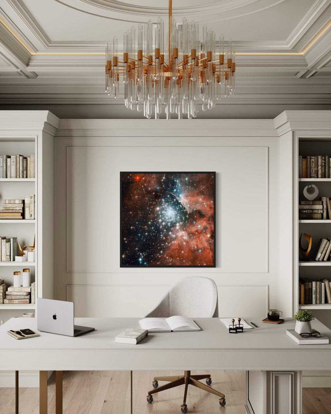 Star Cluster Bursts into Life Hubble Telescope Photograph Framed Canvas Wall Art