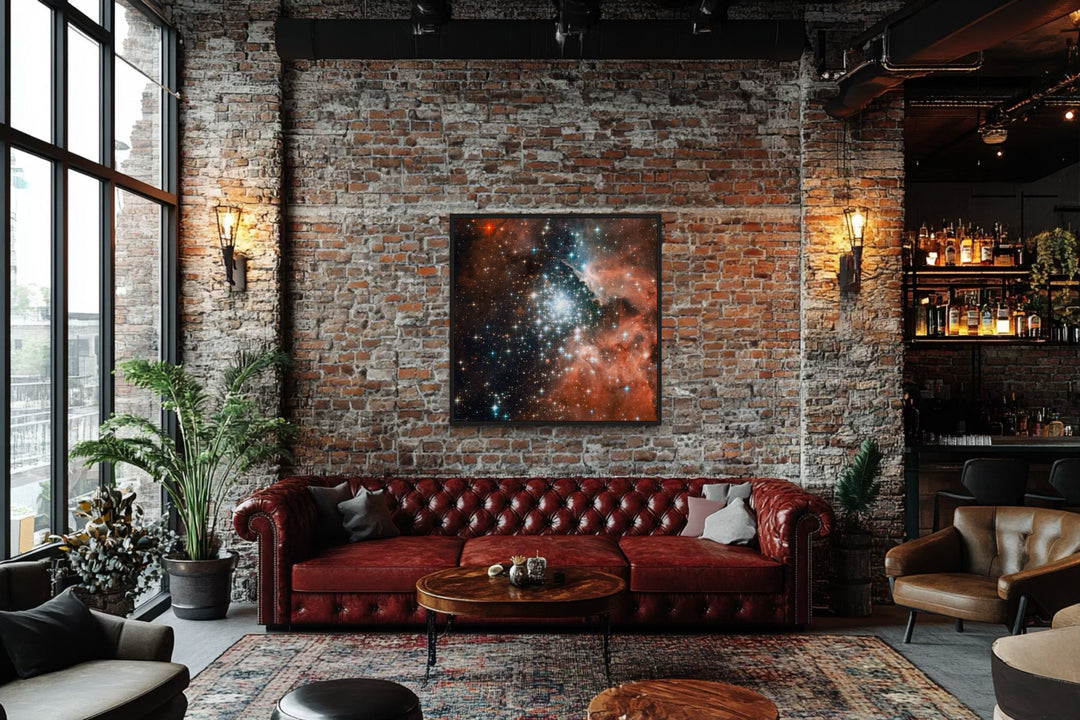 a living room filled with furniture and a painting on the wall