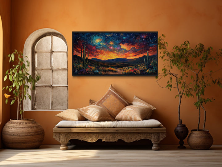 Starry Sky Over Desert Framed Canvas Wall Decor