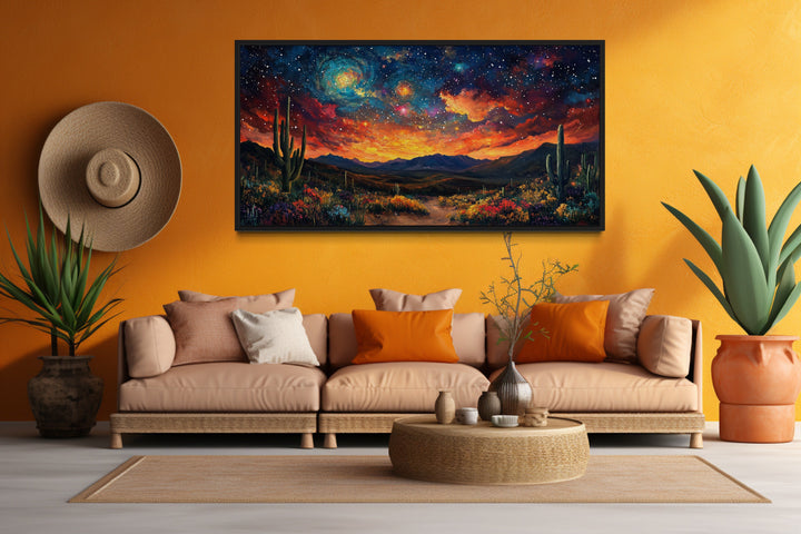 Starry Sky Over Desert Framed Canvas Wall Decor