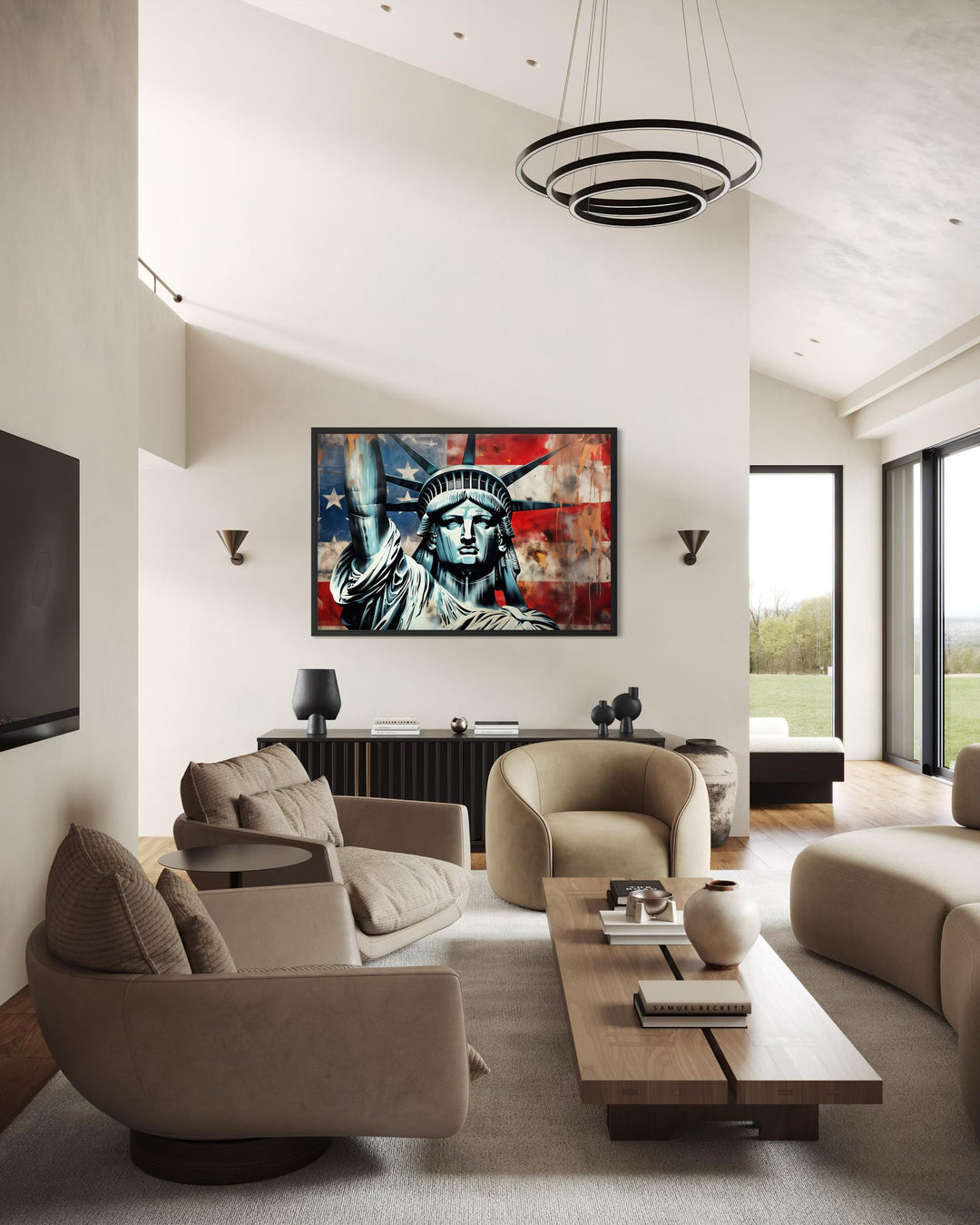 Statue of Liberty Wall Art – American Flag Canvas | Patriotic USA Canvas Print