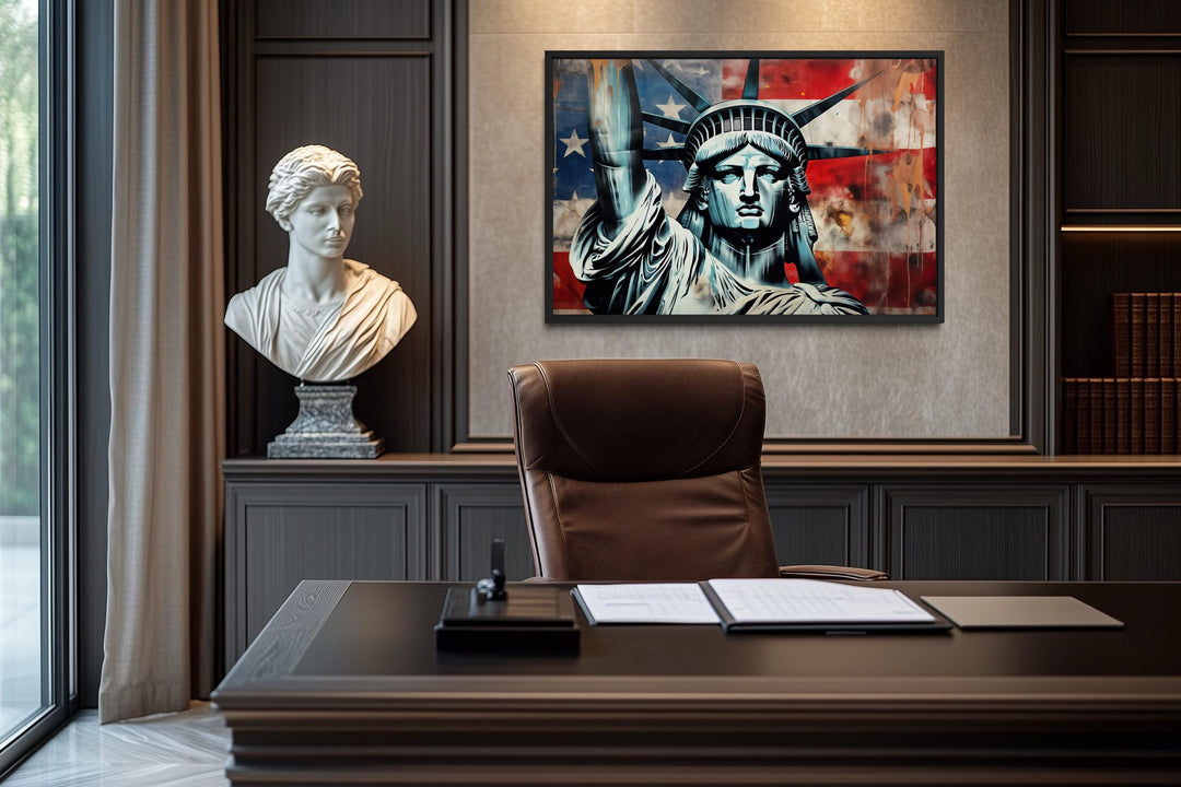 Statue of Liberty Wall Art – American Flag Canvas | Patriotic USA Canvas Print