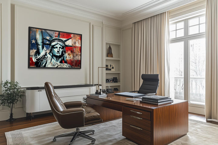 Statue of Liberty Wall Art – American Flag Canvas | Patriotic USA Canvas Print