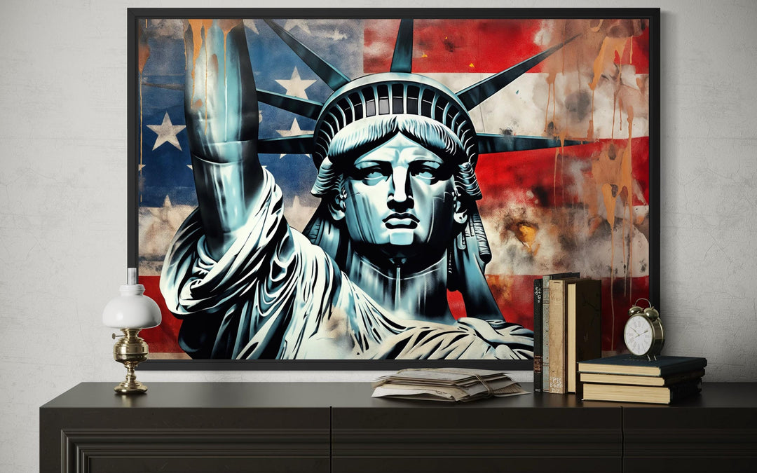 Statue of Liberty Wall Art – American Flag Canvas | Patriotic USA Canvas Print