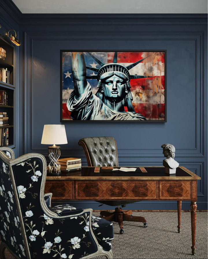 Statue of Liberty Wall Art – American Flag Canvas | Patriotic USA Canvas Print