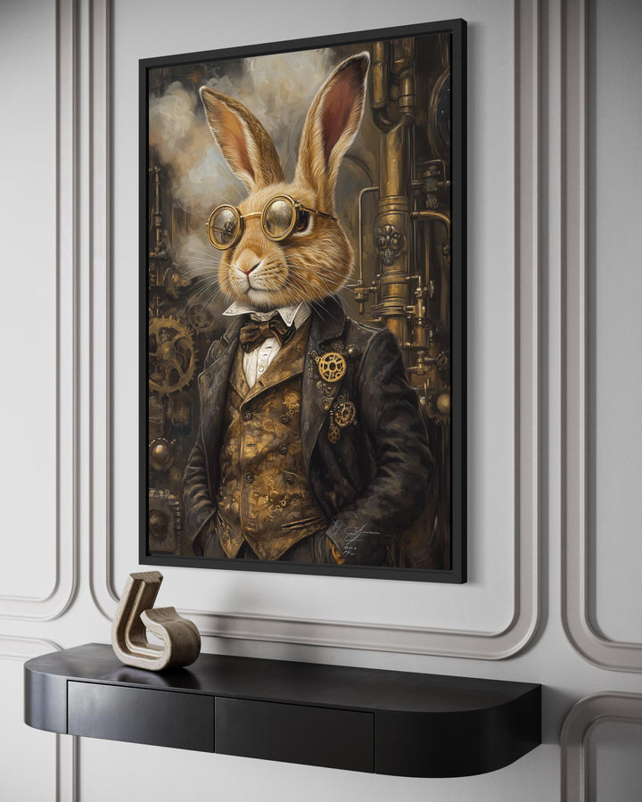 Steampunk Bunny Framed Canvas Wall Art