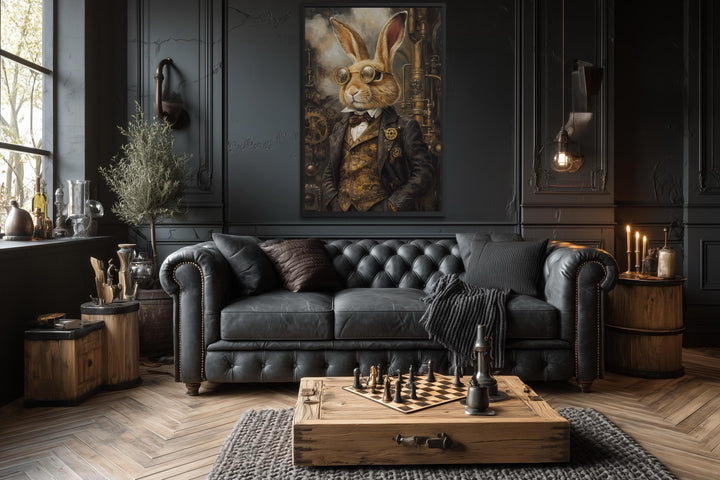 Steampunk Bunny Framed Canvas Wall Art
