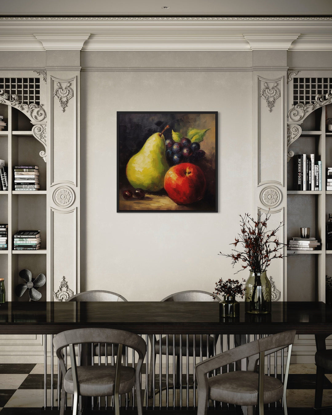 Still Life Vintage Fruit Painting Framed Canvas Wall Art