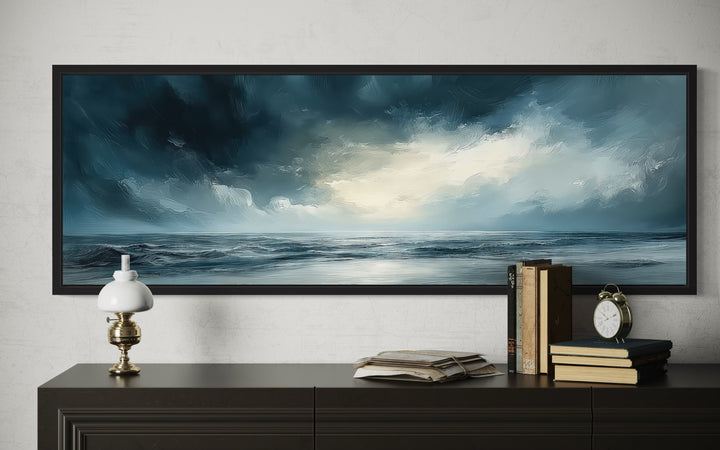 Stormy Horizon Over The Ocean Panoramic Canvas Wall Art