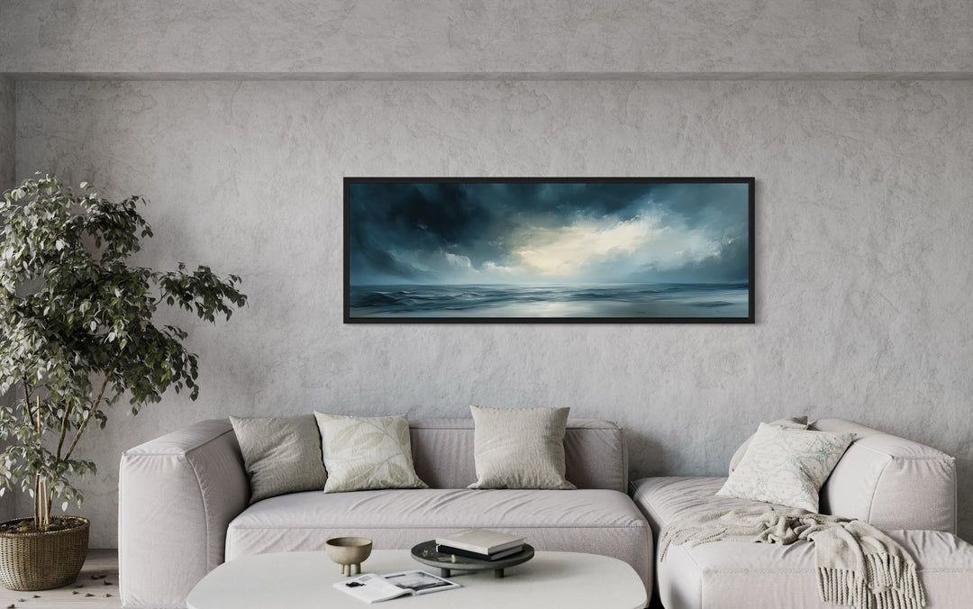 Stormy Horizon Over The Ocean Panoramic Canvas Wall Art