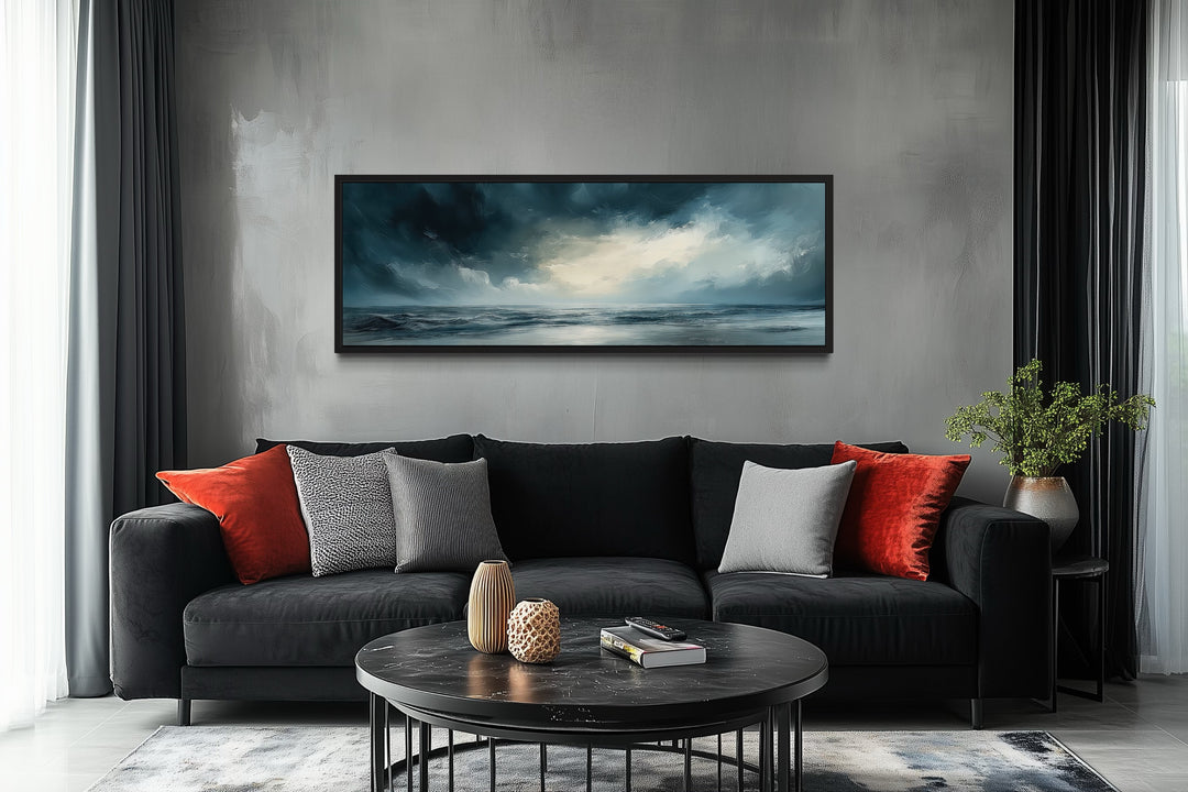 Stormy Horizon Over The Ocean Panoramic Canvas Wall Art