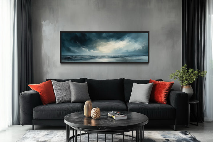 Stormy Horizon Over The Ocean Panoramic Canvas Wall Art