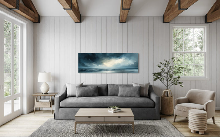 Stormy Horizon Over The Ocean Panoramic Canvas Wall Art