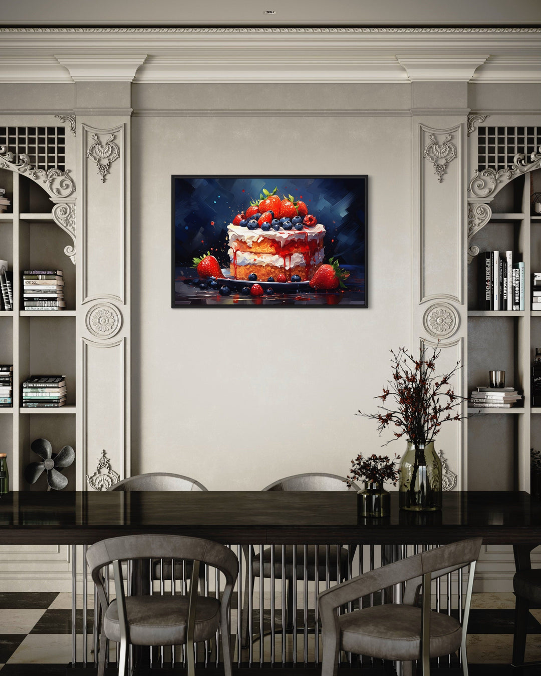 Strawberry Cake Framed Canvas Wall Art