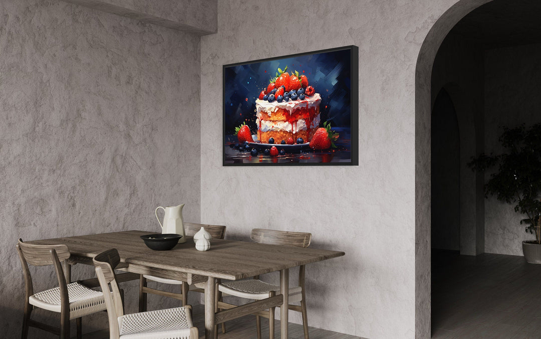 Strawberry Cake Framed Canvas Wall Art