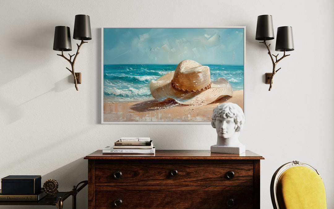 Sun Hat On The Beach Coastal Wall Decor For Beach House