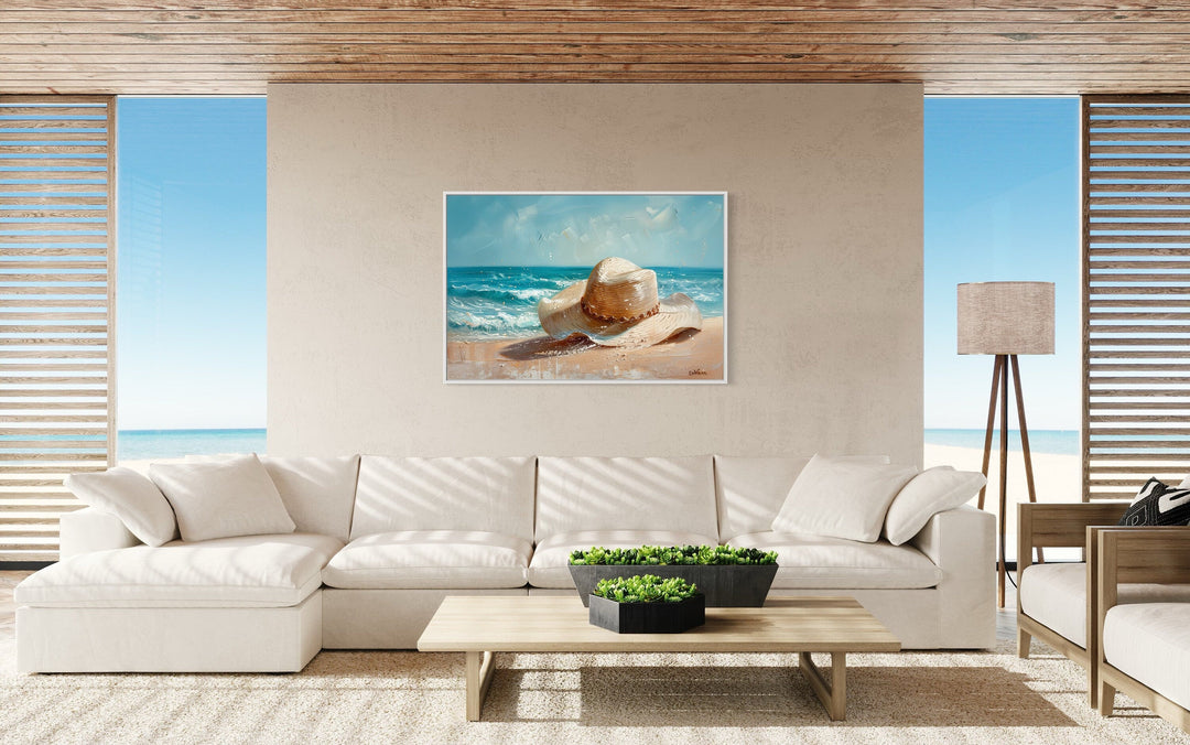 Sun Hat On The Beach Coastal Wall Decor For Beach House