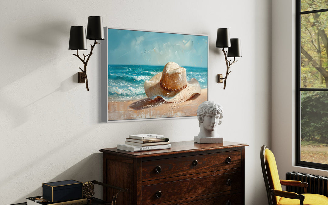 Sun Hat On The Beach Coastal Wall Decor For Beach House