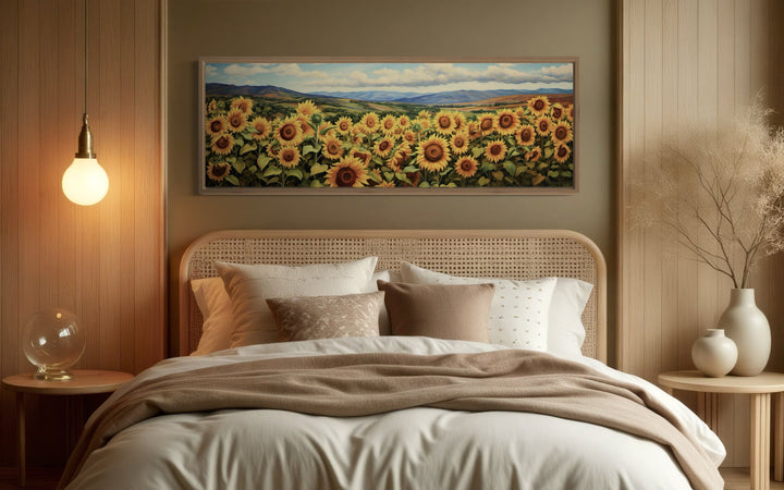 Sunflowers Field Rustic Farmhouse Horizontal Wall Art