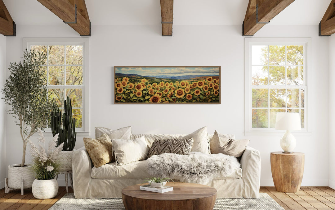 Sunflowers Field Rustic Farmhouse Horizontal Wall Art