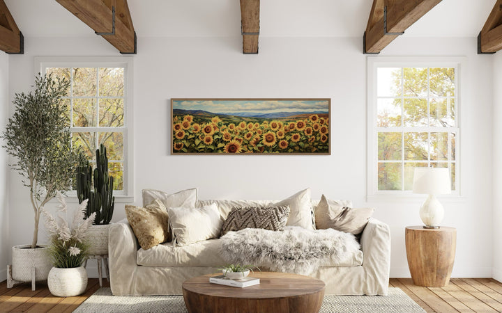 Sunflowers Field Rustic Farmhouse Horizontal Wall Art