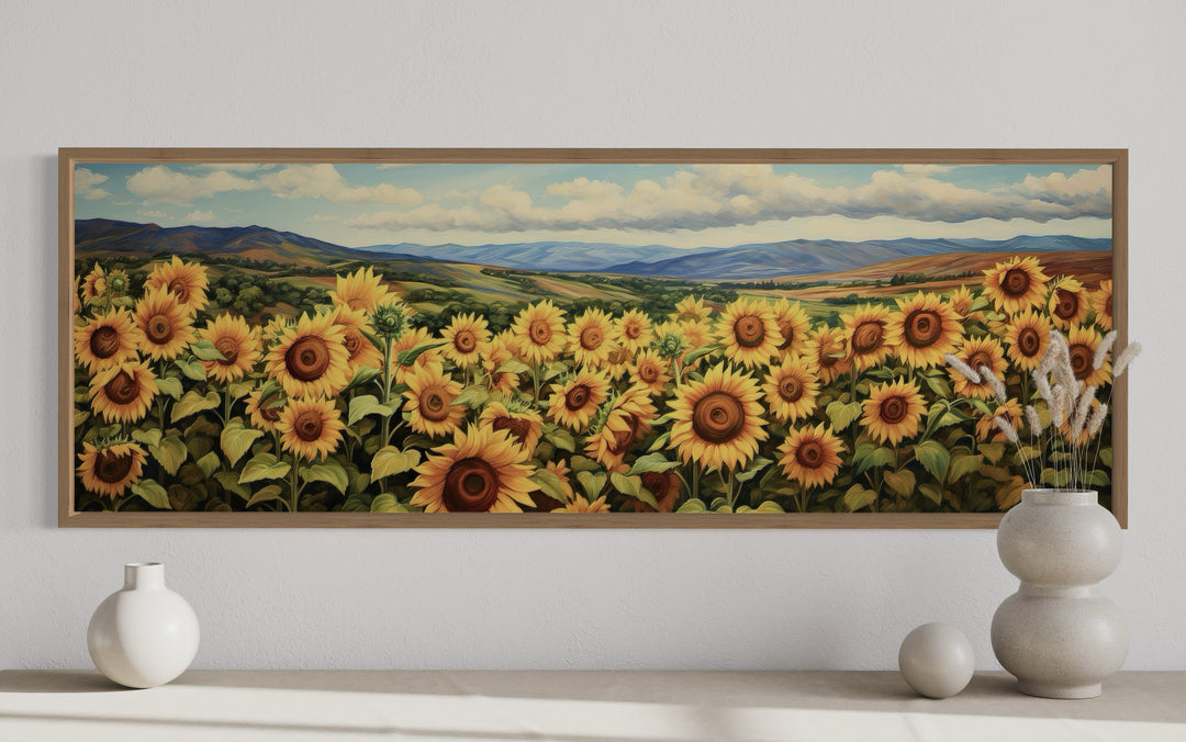 Sunflowers Field Rustic Farmhouse Horizontal Wall Art