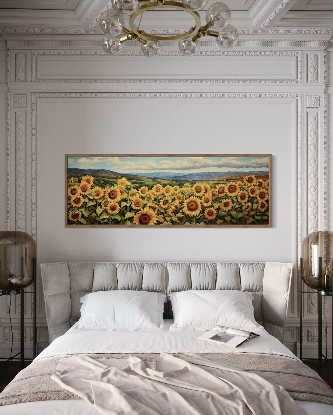 Sunflowers Field Rustic Farmhouse Horizontal Wall Art