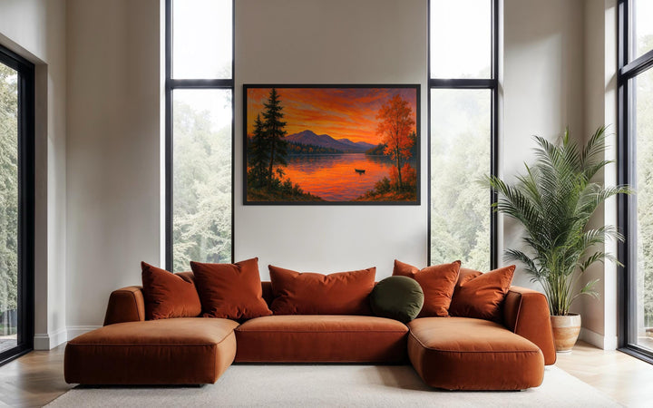 Sunset Over Lake Canvas Wall Art