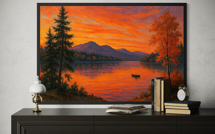 Sunset Over Lake Canvas Wall Art