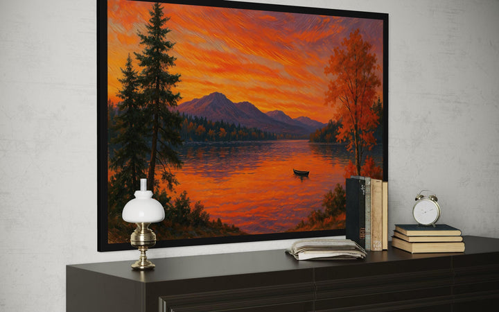 Sunset Over Lake Canvas Wall Art