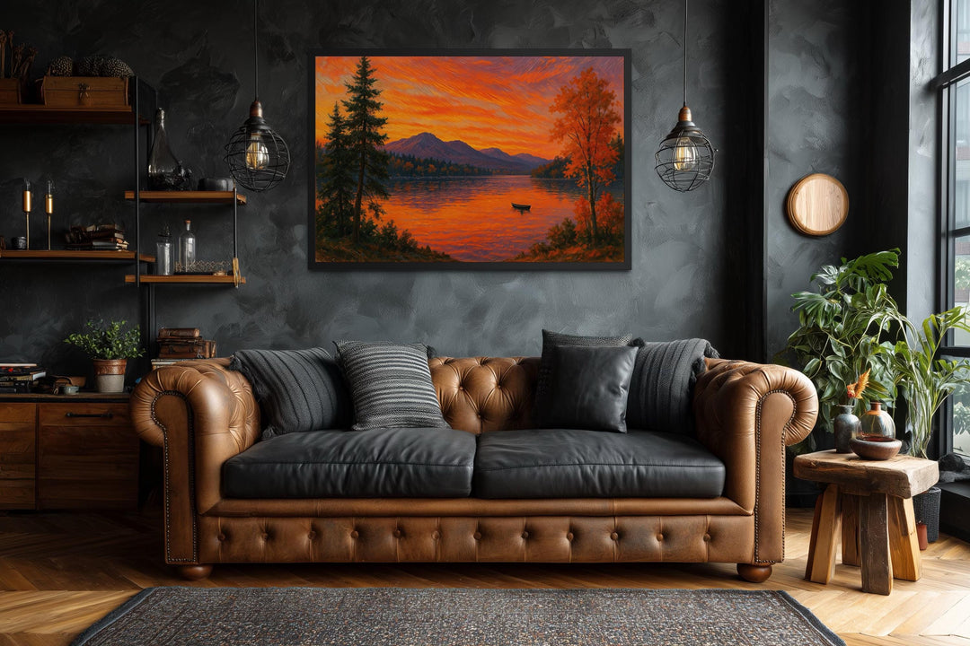 Sunset Over Lake Canvas Wall Art