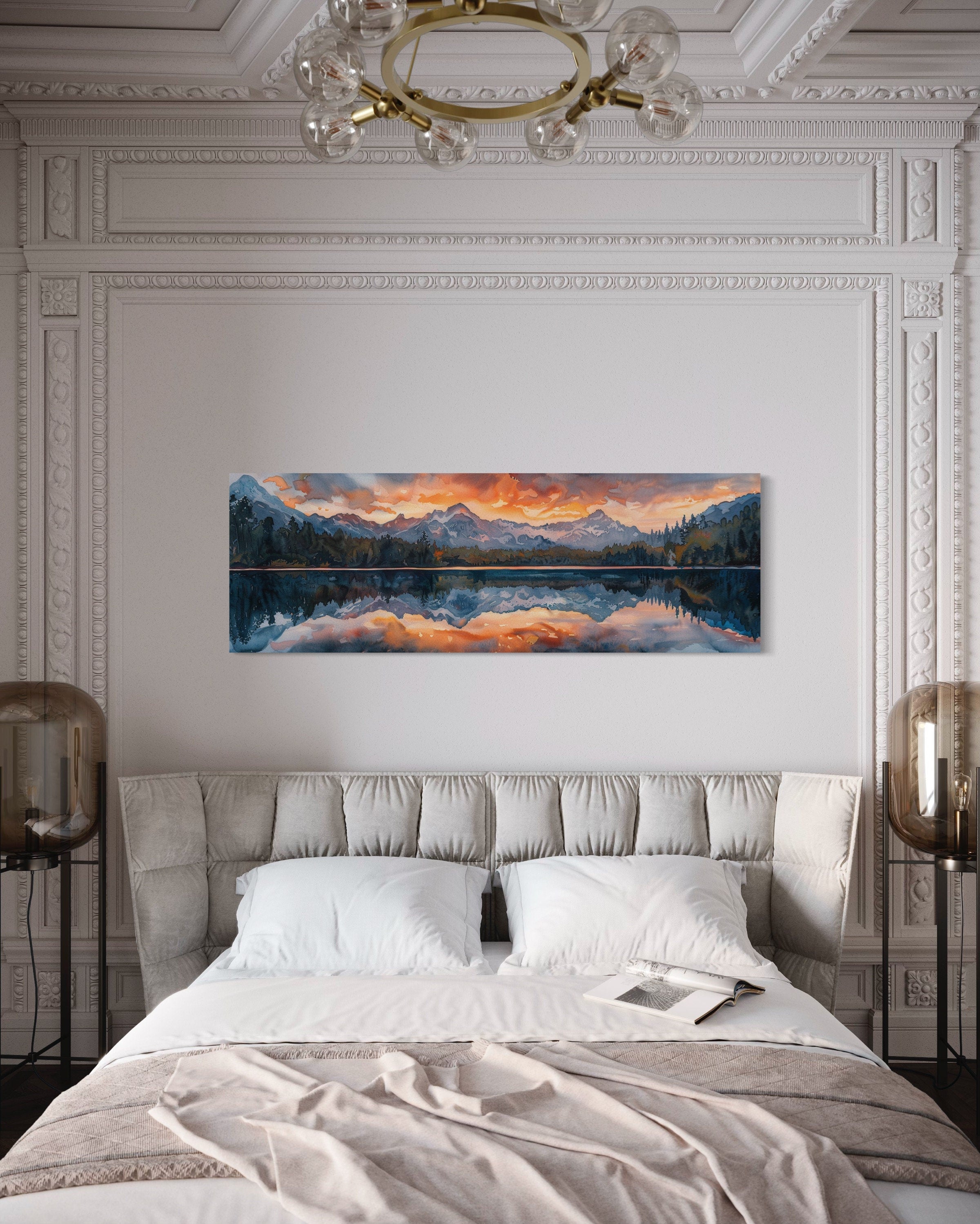 Sunset on a Mountain Lake outlet Canvas Wall Art