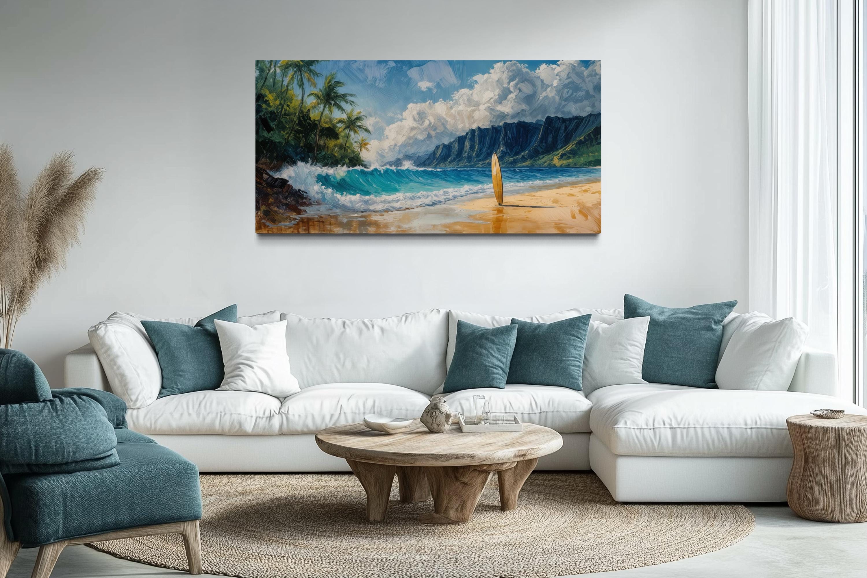 Hawaii Beach Surfboard Canvas Wall Art | Coastal Decor – Wall