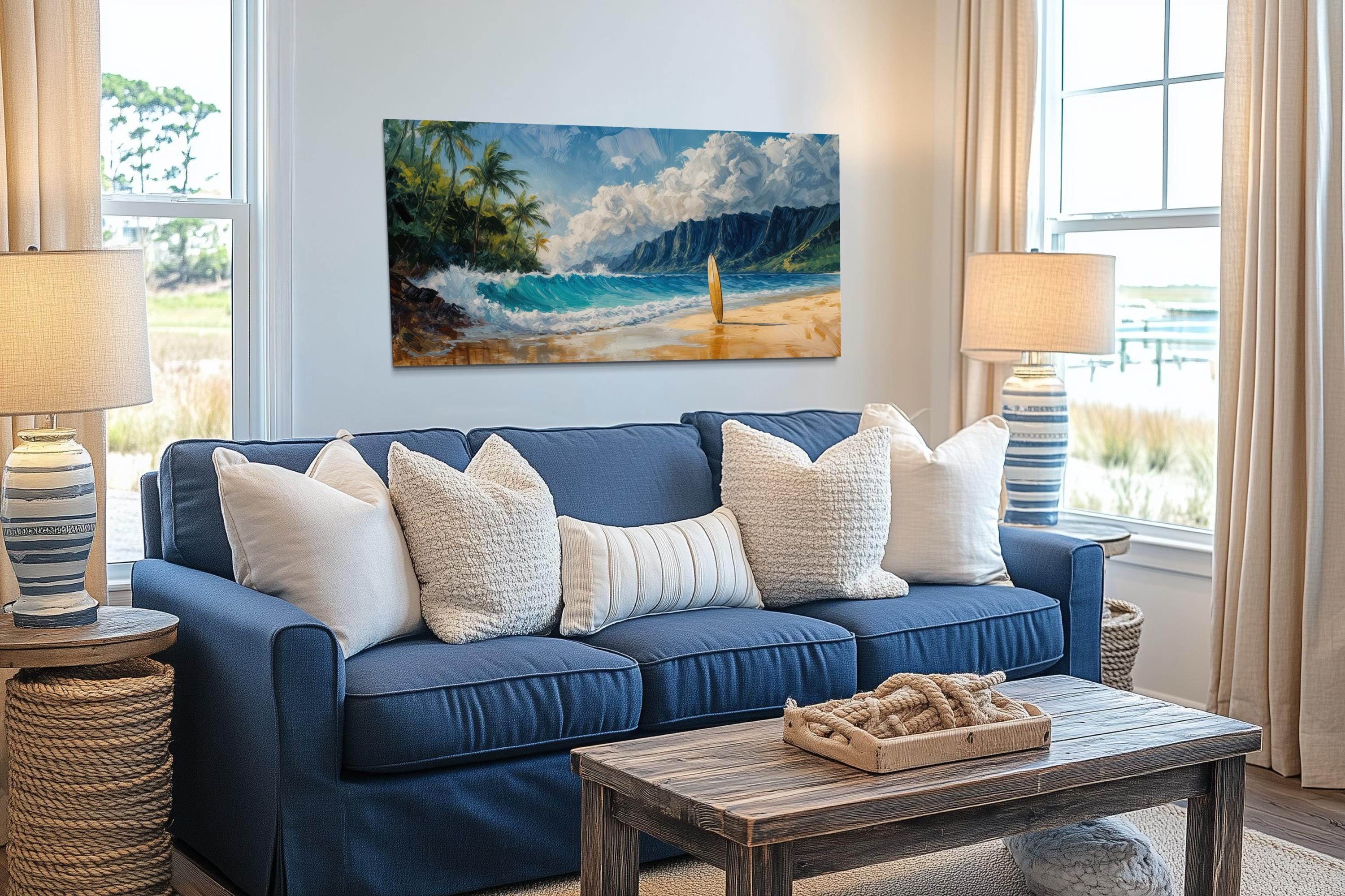 Hawaii Beach Surfboard Canvas Wall Art | Coastal Decor – Wall