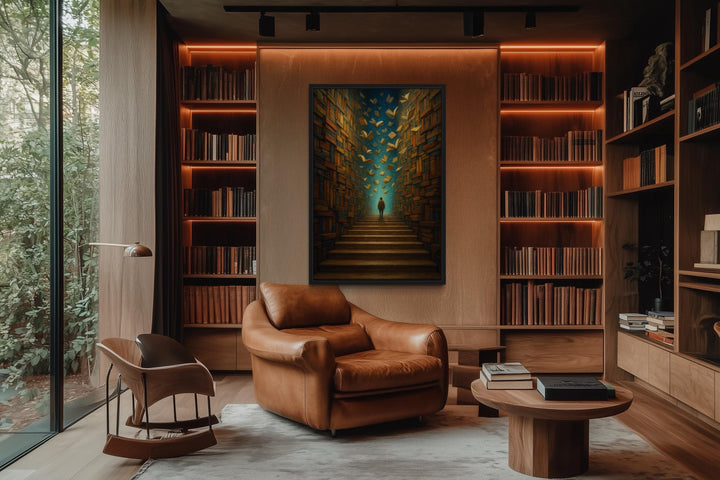 Surreal Library Framed Canvas Wall Art