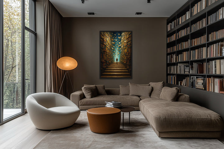 Surreal Library Framed Canvas Wall Art