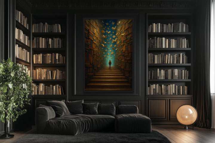 Surreal Library Framed Canvas Wall Art