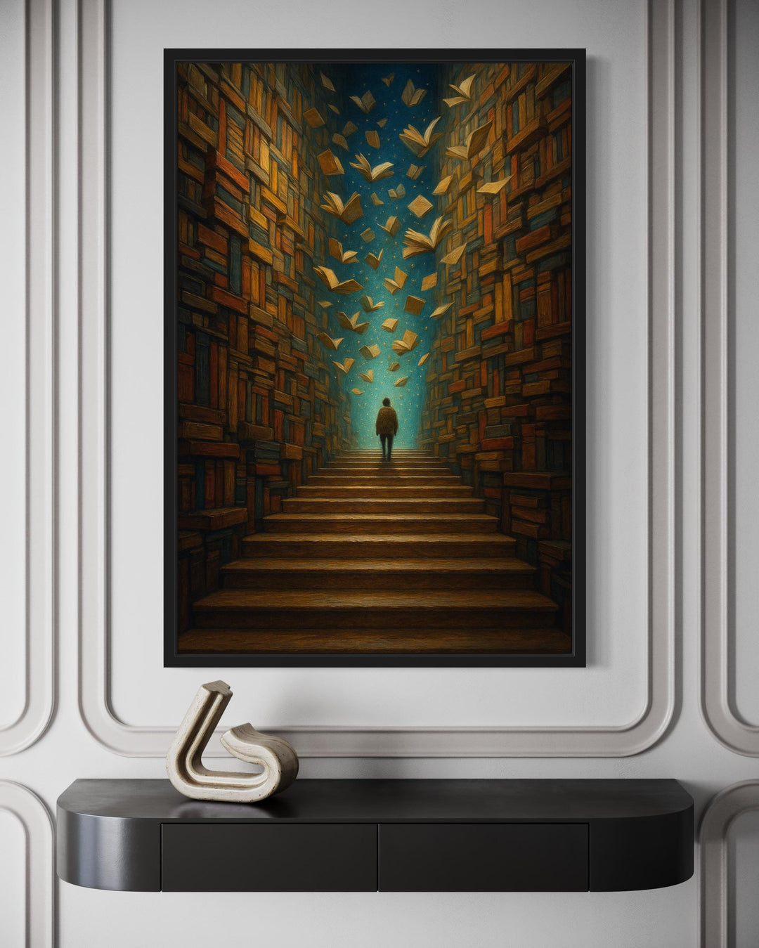 Surreal Library Framed Canvas Wall Art