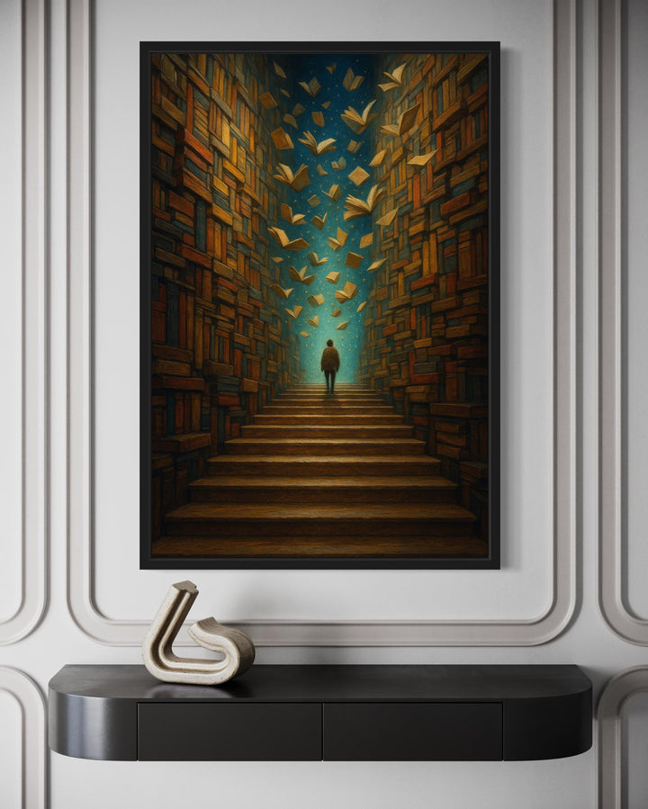 Surreal Library Framed Canvas Wall Art
